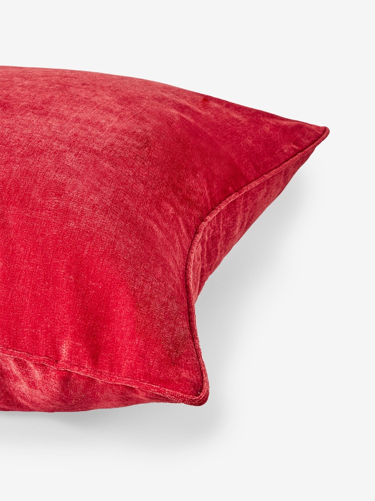 Red 59 x 59cm Soft Velour Cushion - Image 5 of 5