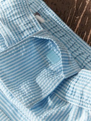 Blue and White Seersucker Striped Premium Swim Shorts - Image 11 of 11