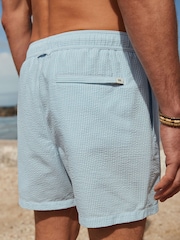 Blue and White Seersucker Striped Premium Swim Shorts - Image 5 of 11