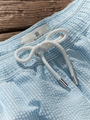 Blue and White Seersucker Striped Premium Swim Shorts - Image 7 of 11