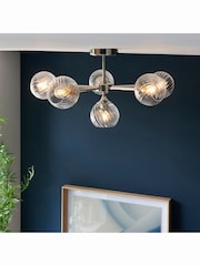 Gallery Home Bright Nickel Lexi 6 Bulb Ceiling Light - Image 1 of 8