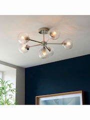 Gallery Home Bright Nickel Lexi 6 Bulb Ceiling Light - Image 2 of 8