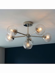 Gallery Home Bright Nickel Lexi 6 Bulb Ceiling Light - Image 3 of 8