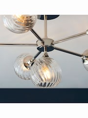 Gallery Home Bright Nickel Lexi 6 Bulb Ceiling Light - Image 6 of 8