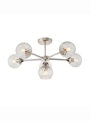 Gallery Home Bright Nickel Lexi 6 Bulb Ceiling Light - Image 7 of 8
