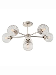 Gallery Home Bright Nickel Lexi 6 Bulb Ceiling Light - Image 8 of 8