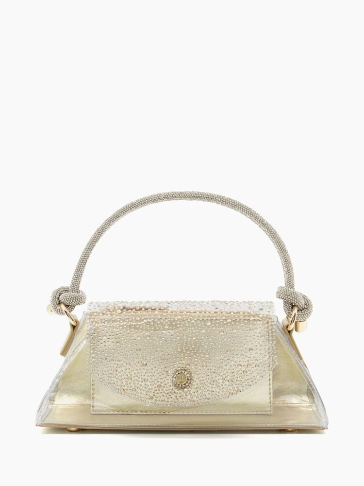 Dune London Gold Bryony Embellished Vinyl Top Handle Grab Bag - Image 1 of 2
