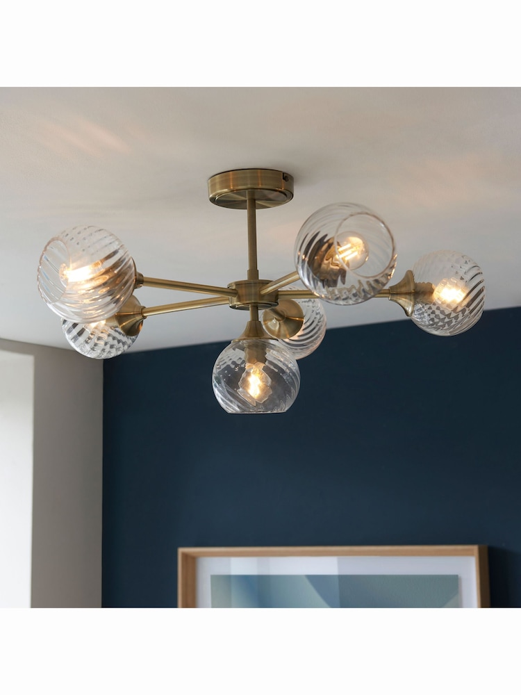 Gallery Home Antique Brass Lexi 6 Bulb Ceiling Light - Image 2 of 4