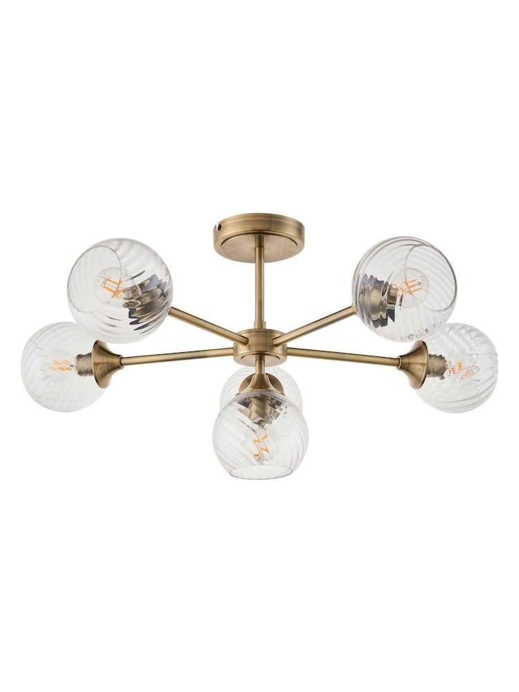 Gallery Home Antique Brass Lexi 6 Bulb Ceiling Light - Image 6 of 6 Gallery Home Antique Brass Lexi 6 Bulb Ceiling Light - Image 6 of 6