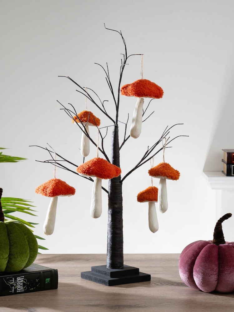 Scottish Everlastings Ltd Orange Hanging Toadstool Decorations with Twig Tree - Image 1 of 4 Scottish Everlastings Ltd Orange Hanging Toadstool Decorations with Twig Tree - Image 1 of 4
