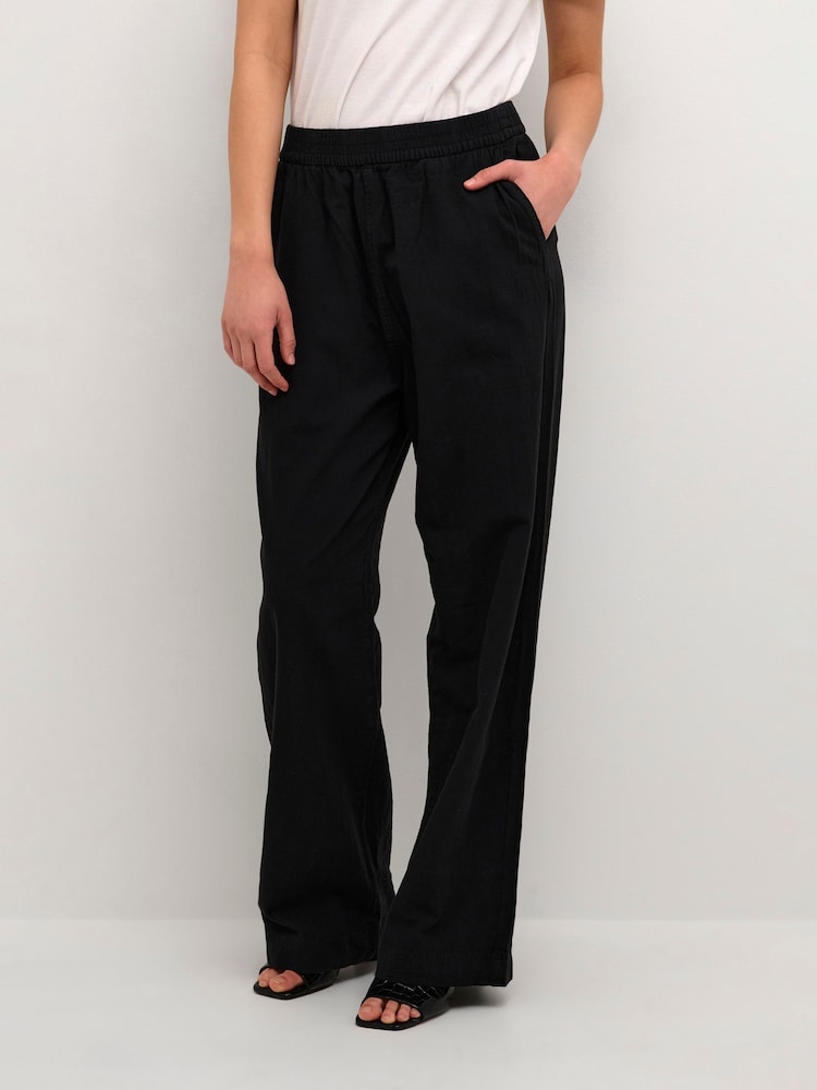 Kaffe Naya With Elastic Waist Casual 100% Cotton Trousers - Image 1 of 6