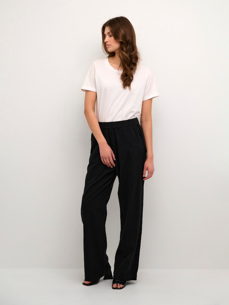 Kaffe Naya With Elastic Waist Casual 100% Cotton Trousers - Image 3 of 6