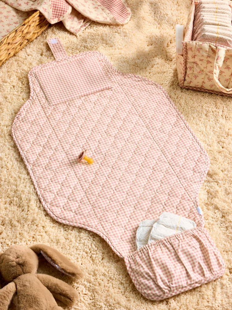 Pink Ditsy Floral Travel Baby Changing Mat - Image 1 of 6