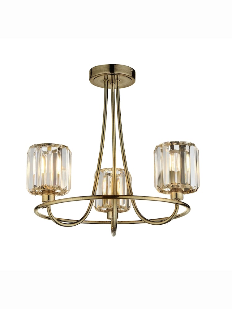 Gallery Home Antique Brass Hove 3 Bulb Ceiling Light - Image 4 of 4