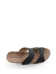 Heavenly Feet Ladies Vegan Friendly Wedge Black Sandals - Image 4 of 4