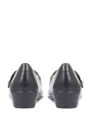 Pavers Black Wide Fit Leather Mary Jane Shoes With Split Strap - Image 3 of 5