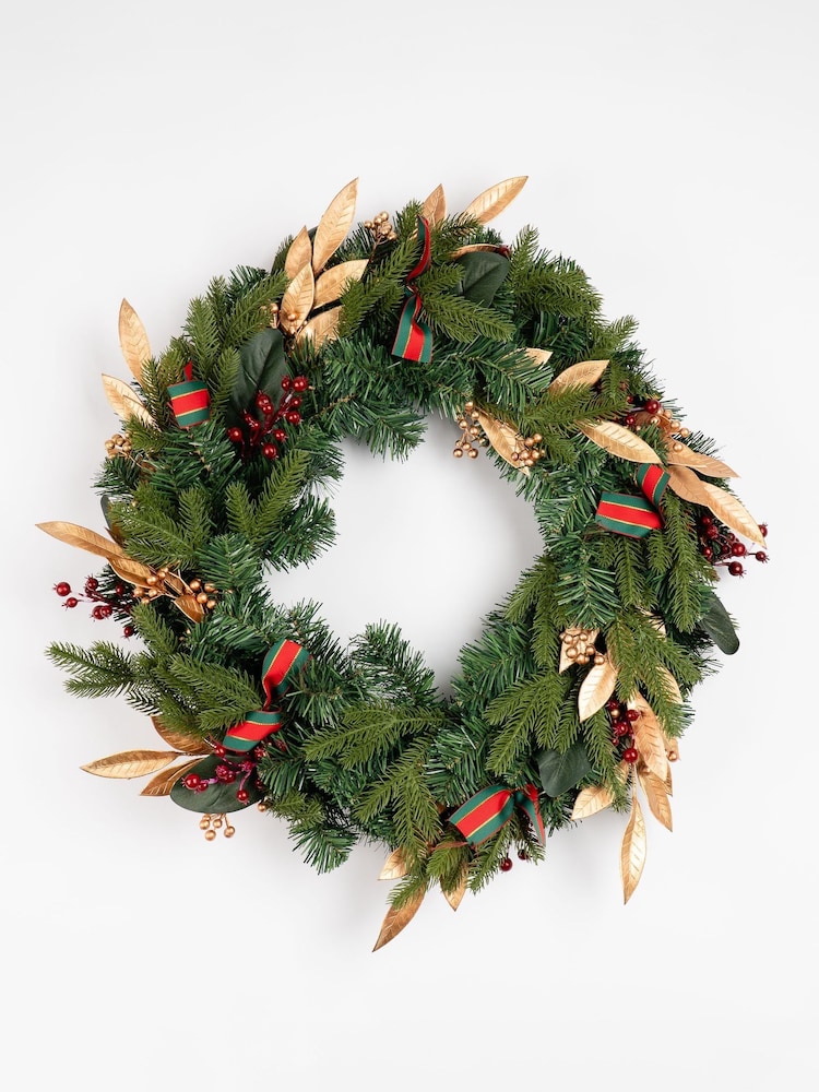Scottish Everlastings Ltd Green Traditional Wreath with Foliage - Image 2 of 3