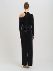 Gina Bacconi Black Sharon Velvet One Shoulder Maxi Dress - Image 2 of 6