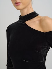 Gina Bacconi Black Sharon Velvet One Shoulder Maxi Dress - Image 4 of 6