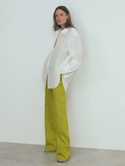 Reiss Ivory Juliet Linen Silk Contrast Button-Through Shirt - Image 3 of 8