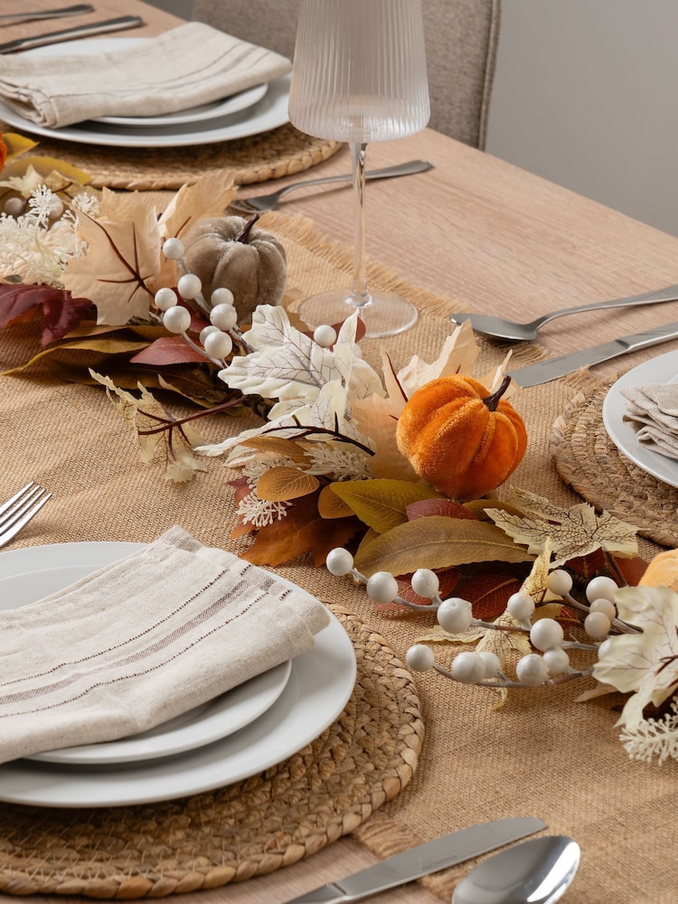 Scottish Everlastings Ltd Orange Neutral Velvet Pumpkins Garland - Image 1 of 3 Scottish Everlastings Ltd Orange Neutral Velvet Pumpkins Garland - Image 1 of 3