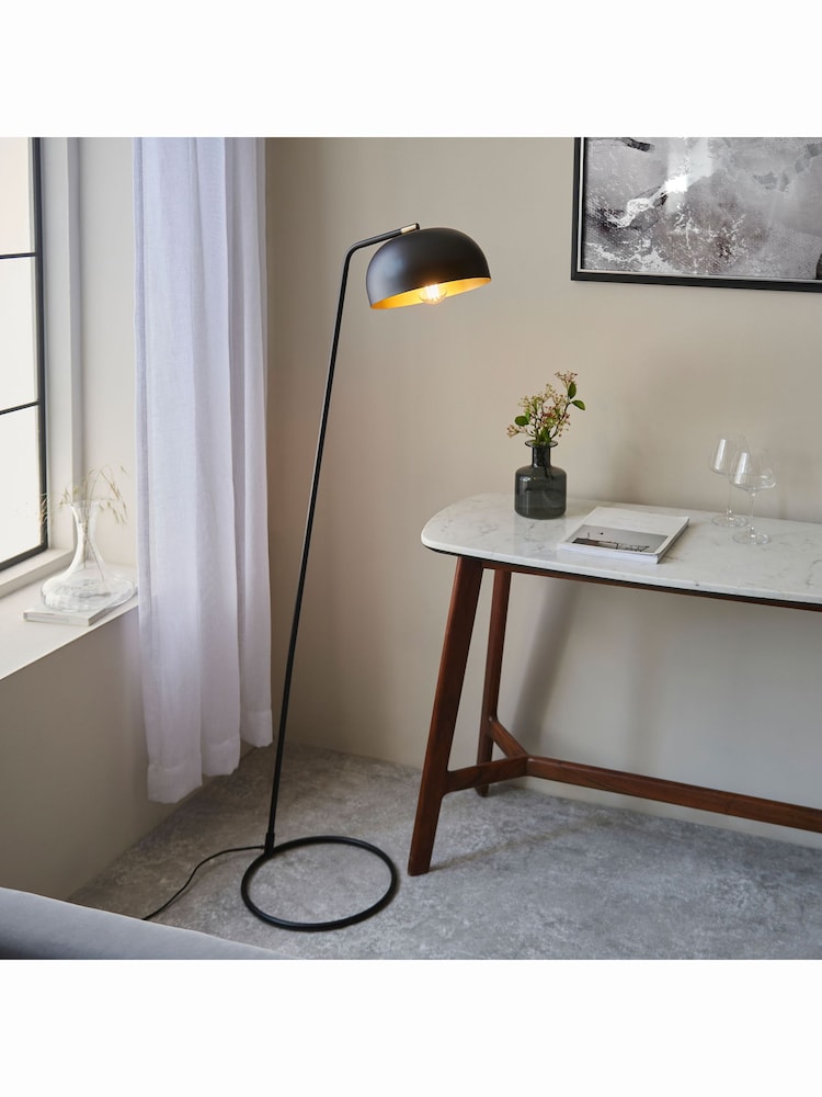 Gallery Home Claire Matt Black and Antique Brass Floor Lamp - Image 1 of 5