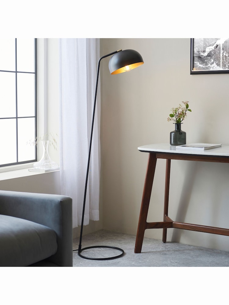 Gallery Home Claire Matt Black and Antique Brass Floor Lamp - Image 2 of 5