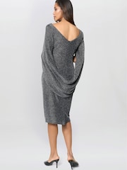 Gina Bacconi Heena Metallic Drape Back Dress - Image 2 of 6
