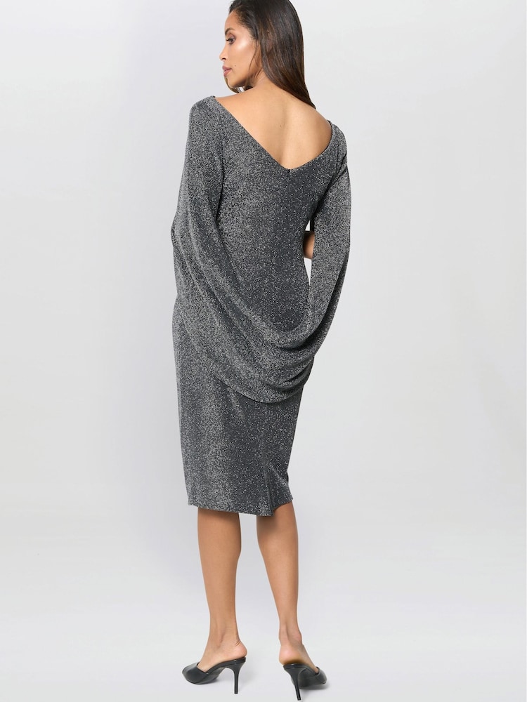 Gina Bacconi Heena Metallic Drape Back Dress - Image 2 of 6