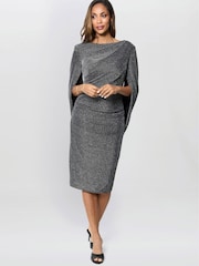 Gina Bacconi Heena Metallic Drape Back Dress - Image 3 of 6