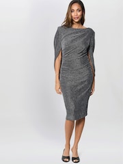 Gina Bacconi Heena Metallic Drape Back Dress - Image 5 of 6
