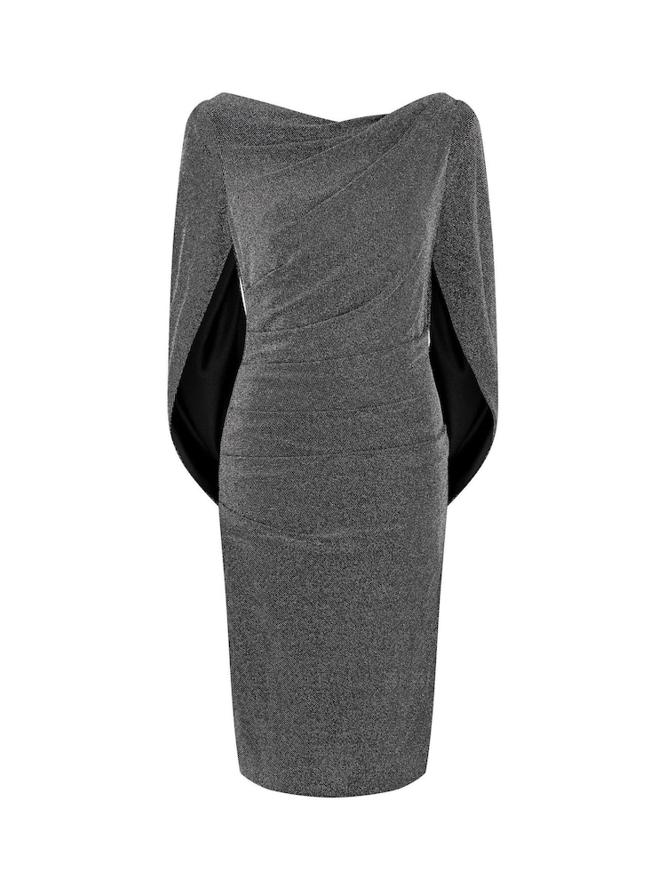 Gina Bacconi Heena Metallic Drape Back Dress - Image 6 of 6