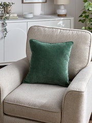 Dark Green 45 x 45cm Soft Velour Cushion - Image 1 of 3