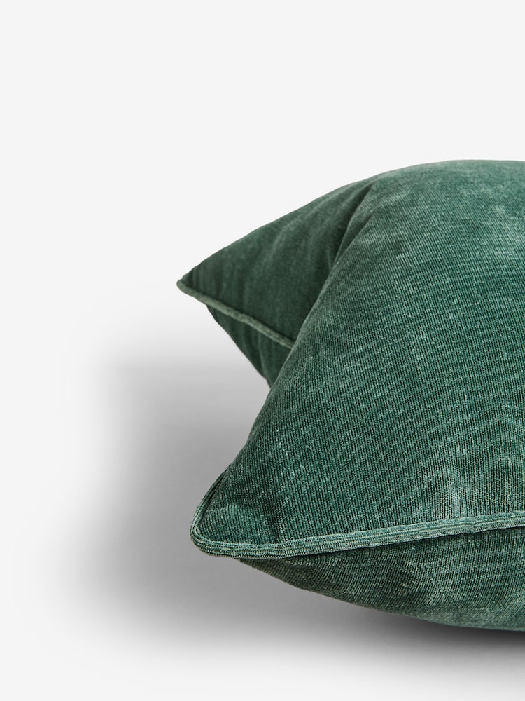 Dark Green 45 x 45cm Soft Velour Cushion - Image 3 of 3