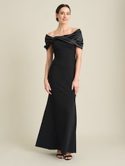 Gina Bacconi Black Robin Off Shoulder Draped Maxi Dress - Image 1 of 7
