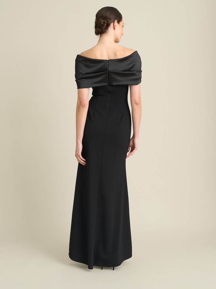 Gina Bacconi Black Robin Off Shoulder Draped Maxi Dress - Image 2 of 7 Gina Bacconi Black Robin Off Shoulder Draped Maxi Dress - Image 2 of 7