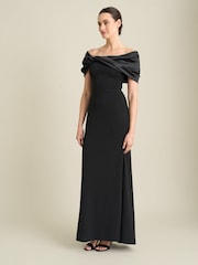 Gina Bacconi Black Robin Off Shoulder Draped Maxi Dress - Image 3 of 7