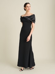 Gina Bacconi Black Robin Off Shoulder Draped Maxi Dress - Image 4 of 7