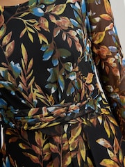 Gina Bacconi Black Giordana Floral Mesh Midi Dress - Image 5 of 6