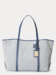 Lauren Ralph Lauren Emerie Leather and Canvas Tote Bag - Image 1 of 5