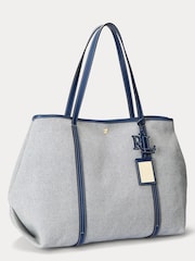 Lauren Ralph Lauren Emerie Leather and Canvas Tote Bag - Image 3 of 5