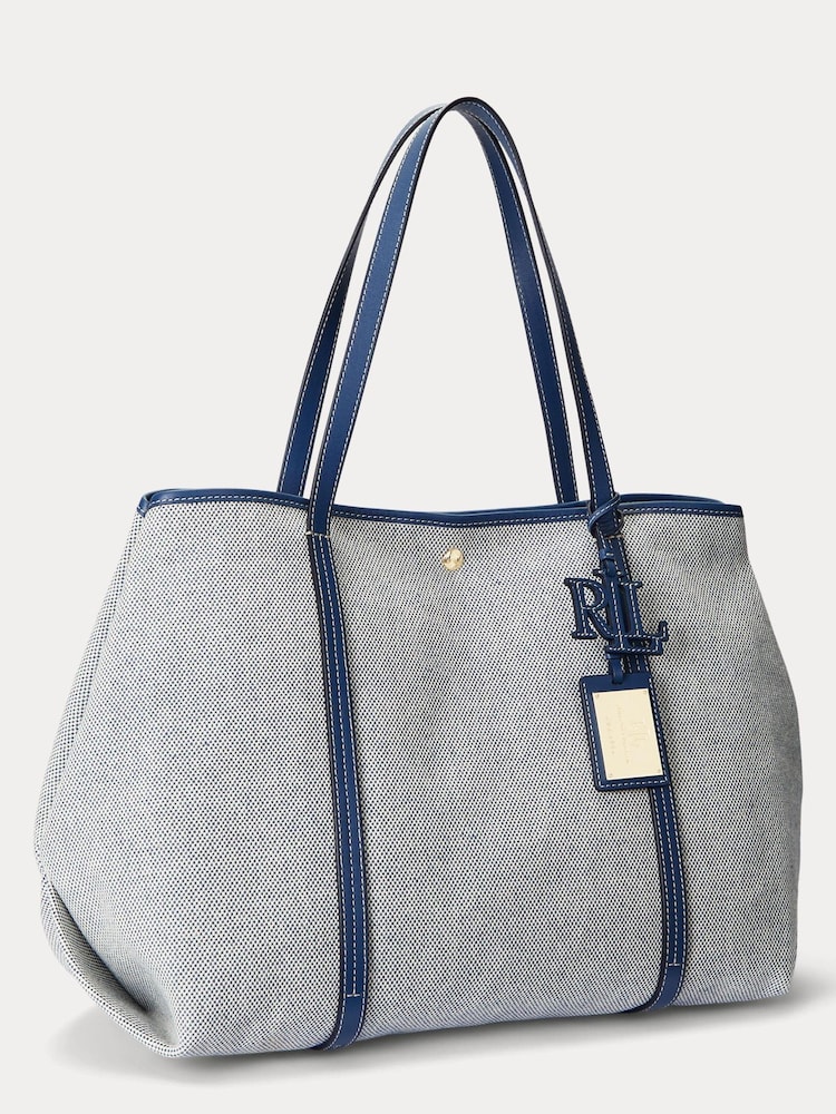 Lauren Ralph Lauren Emerie Leather and Canvas Tote Bag - Image 3 of 5