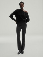 Schwarz - Straight-Leg-Hose mit Faltendesign - Bild 1 von 6