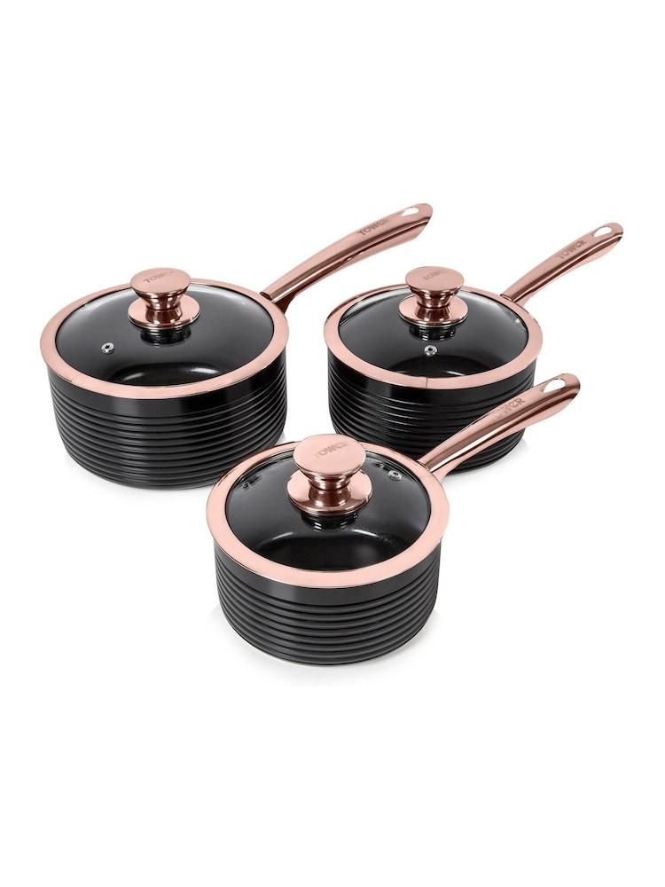 Tower Set of 3 Black Black Saucepans - Image 2 of 4