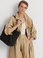 Lauren Ralph Lauren Whitney Straw Tote 100% Cotton Bag - Image 1 of 6