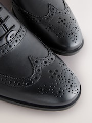 Black Standard Fit Leather Oxford Brogue Shoes - Image 5 of 7