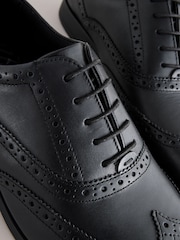 Black Standard Fit Leather Oxford Brogue Shoes - Image 6 of 7