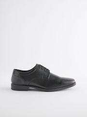 Black Standard Fit Leather Square Derby Shoes - Image 3 of 7
