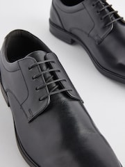Black Standard Fit Leather Square Derby Shoes - Image 5 of 7