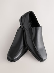 Black Standard Fit Leather Panel Slip On Shoes - Image 4 of 6